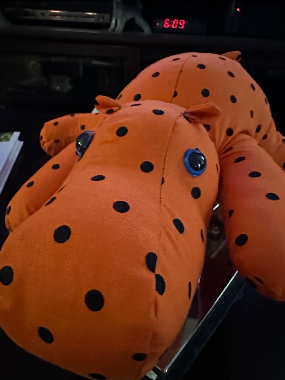 Hippy the Hippo Handmade Orange Polka Dot Plush Hippo Toy - Picture 7 of 7